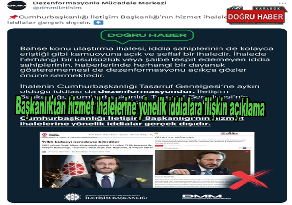 Başkanlıktan hizmet ihalelerine yönelik iddialara ilişkin açıklama