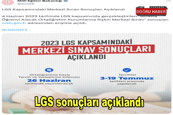 LGS sonuçları açıklandı