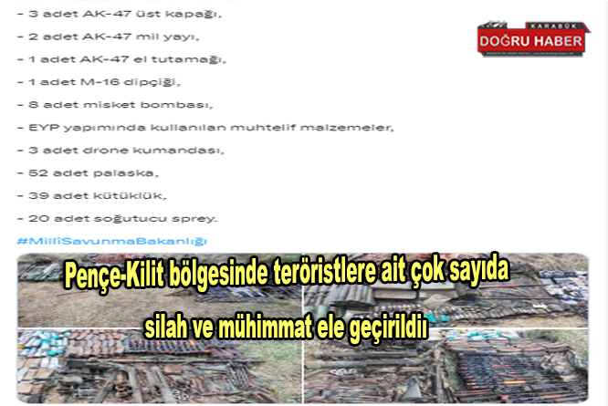 Pençe-Kilit bölgesinde teröristlere ait çok sayıda silah ve mühimmat ele geçirildi