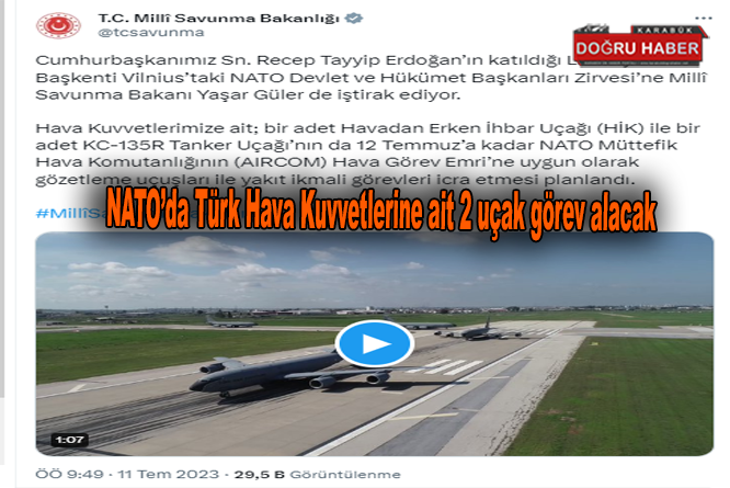 NATO’da Türk Hava Kuvvetlerine ait 2 uçak görev alacak