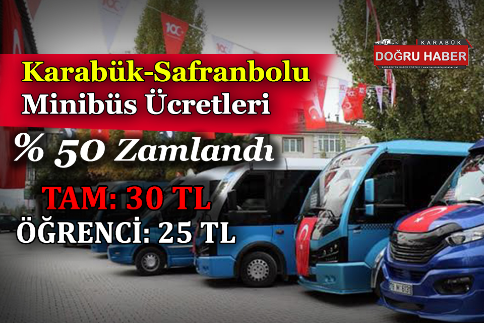 Karabük-Safranbolu Minibüslerine Zam Geldi!