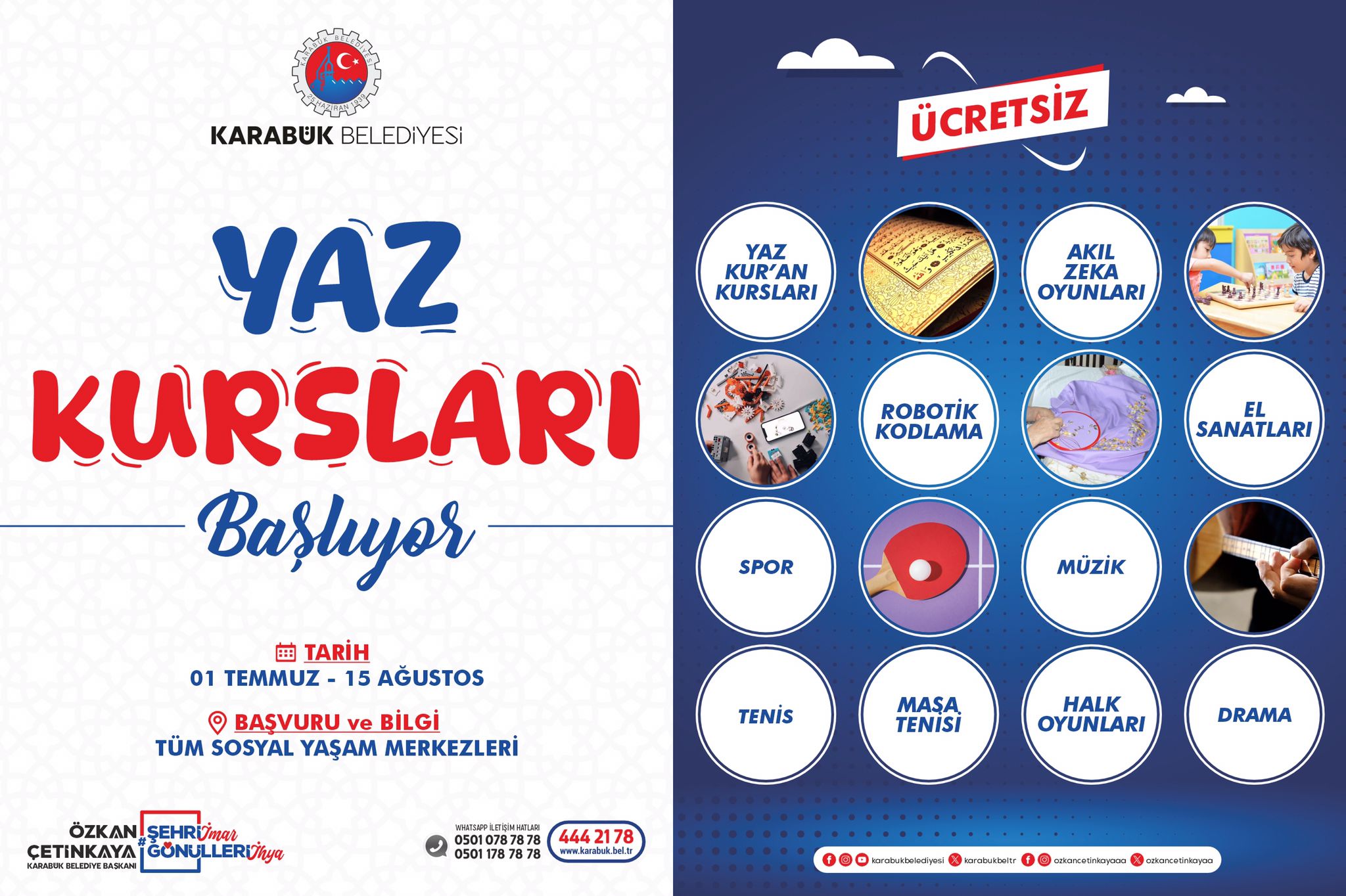 KARABÜK BELEDİYESİ YAZ KURSLARI BAŞLIYOR