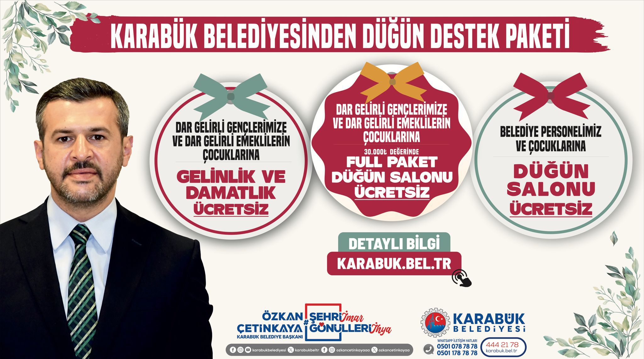 KARABÜK BELEDİYESİNDEN DÜĞÜN DESTEK PAKETİ