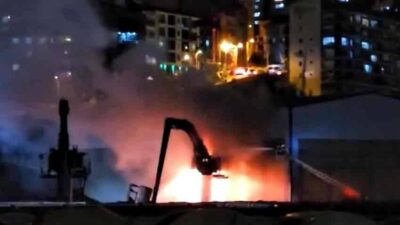 Zonguldak Limanı’nda KARDEMİR’e ait kömür yükleme alanında akşam saatlerinde büyük