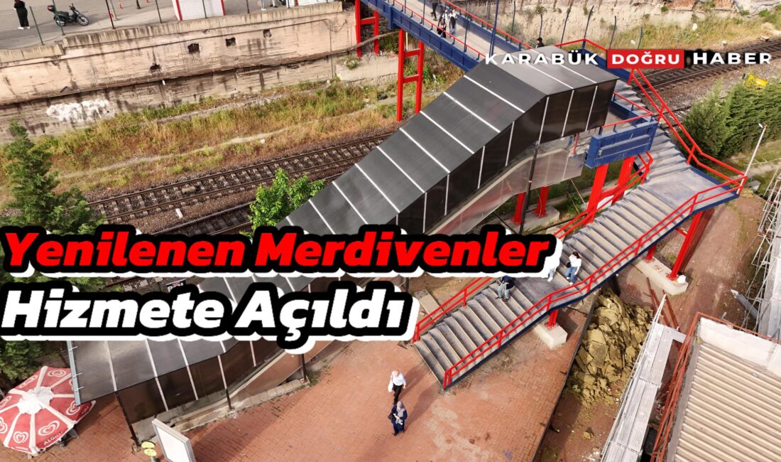 Karabük Belediyesi tarafından şehir merkezinde bulunan yürüyen merdivenlerde başlatılan yenileme