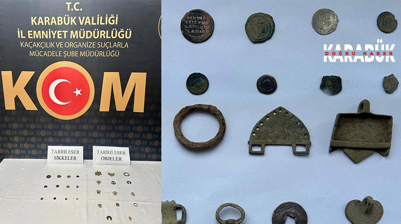 Karabük’ün Eskipazar ilçesinde gerçekleştirilen tarihi eser kaçakçılığı operasyonunda 12 adet