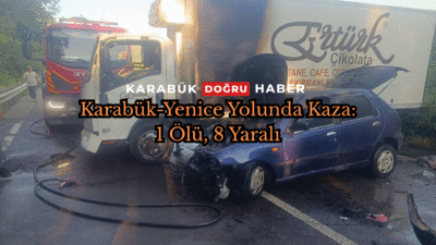 Karabük-Yenice karayolunda, kamyon ile otomobilin çarpışması sonucu meydana gelen kazada