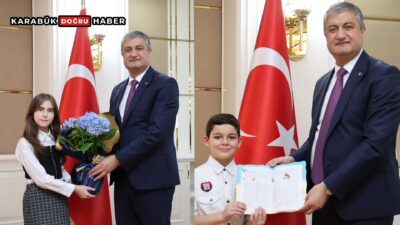 Karabük Valisi Mustafa Yavuz, geleceğin teminatı çocukları makamında ağırladı. Fevzi