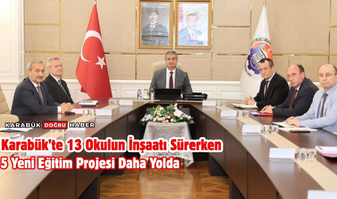 Karabük’te 13 Okulun İnşaatı Sürerken 5 Yeni Eğitim Projesi Daha Yolda Vali Mustafa Yavuz başkanlığında, eğitim yatırımlarının değerlendirilmesi amacıyla bir toplantı