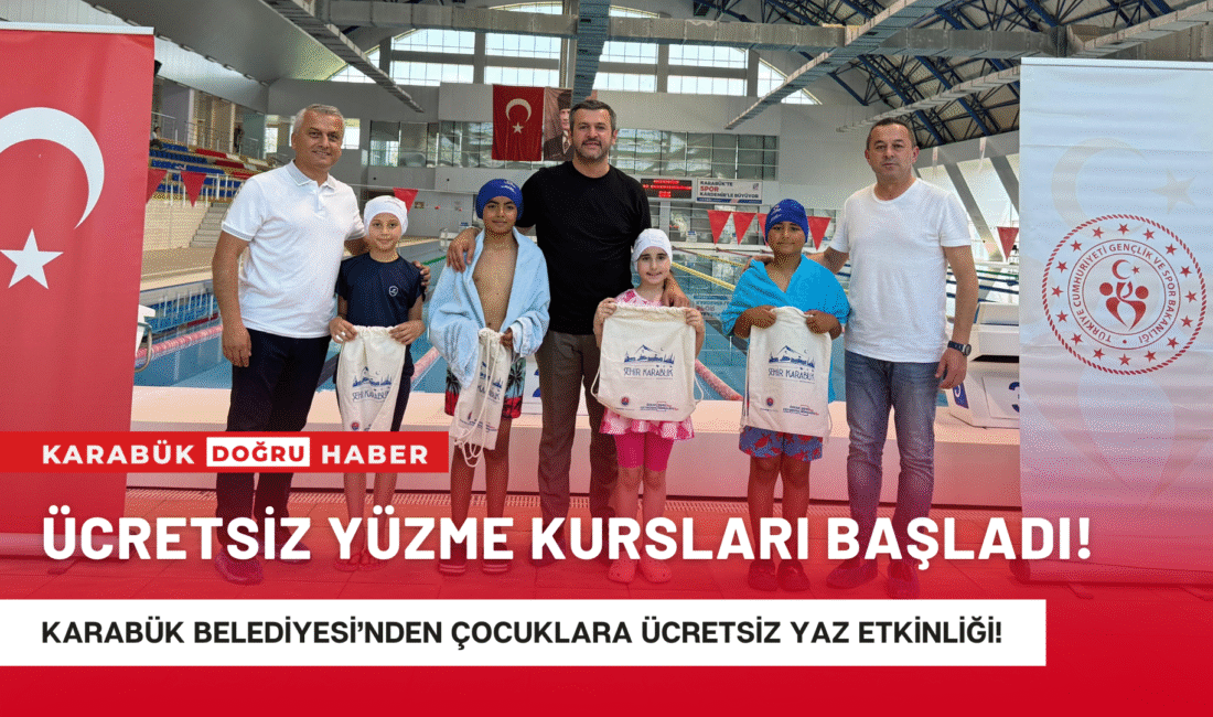 Karabük Belediyesi, yaz tatilinde çocuklara özel olarak düzenlediği ücretsiz yüzme