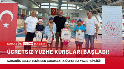 Karabük Belediyesi, yaz tatilinde çocuklara özel olarak düzenlediği ücretsiz yüzme