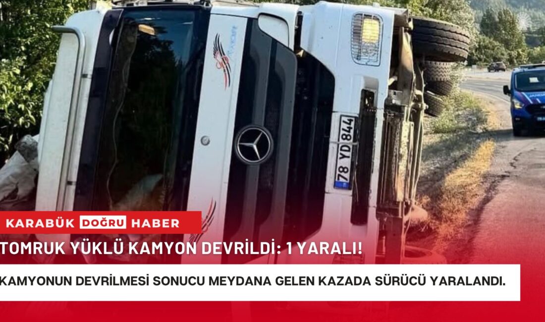 Karabük’ün Safranbolu ilçesinde tomruk yüklü kamyonun devrilmesi sonucu meydana gelen