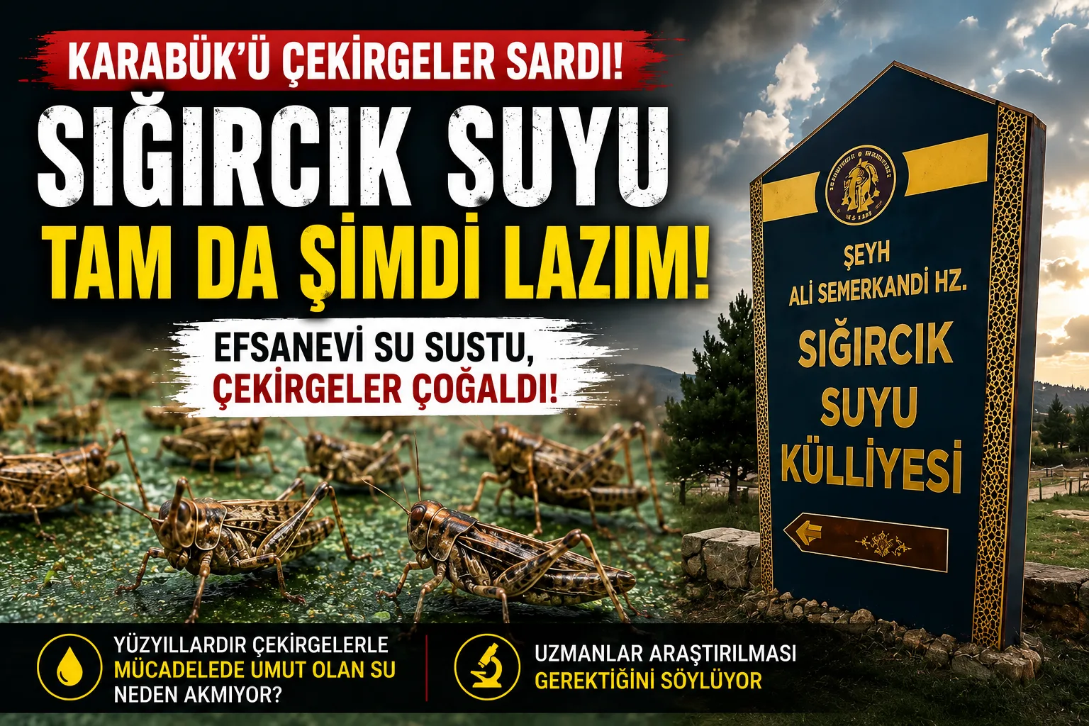 SIĞIRCIK SUYU RESTORASYONDAN SONRA GİTTİ… YERİNE ÇEKİRGELER GELDİ! Karabük çekirge yoğunluğu son günlerde özellikle Safranbolu ve Eskipazar çevresinde