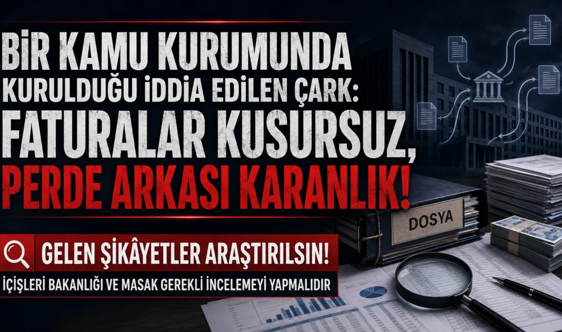BİR KAMU KURUMUNDA KURULDUĞU İDDİA EDİLEN ÇARK: FATURALAR KUSURSUZ, PERDE ARKASI KARANLIK! Bir kamu kurumunda yaşandığı ileri sürülen olayları, kişi isimlerini şimdilik