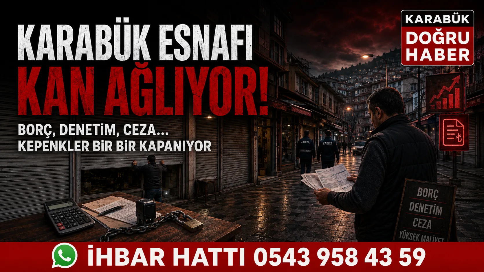 KARABÜK ESNAFI KAN AĞLIYOR!BORÇ, DENETİM, CEZA… KEPENKLER BİR BİR KAPANIYOR Türkiye genelinde ağırlaşan ekonomik şartlarla mücadele eden Karabük esnafı, vergi,